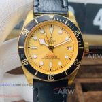 Perfect Replica Tudor Black Bay S&G 41MM 2836 Watch - Yellow Gold Case/Face Black Leather Strap 904L Steel Bracelet